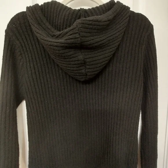 No Boundaries Black Ribbed Knit Pullover Hoodie - Picture 5 of 11